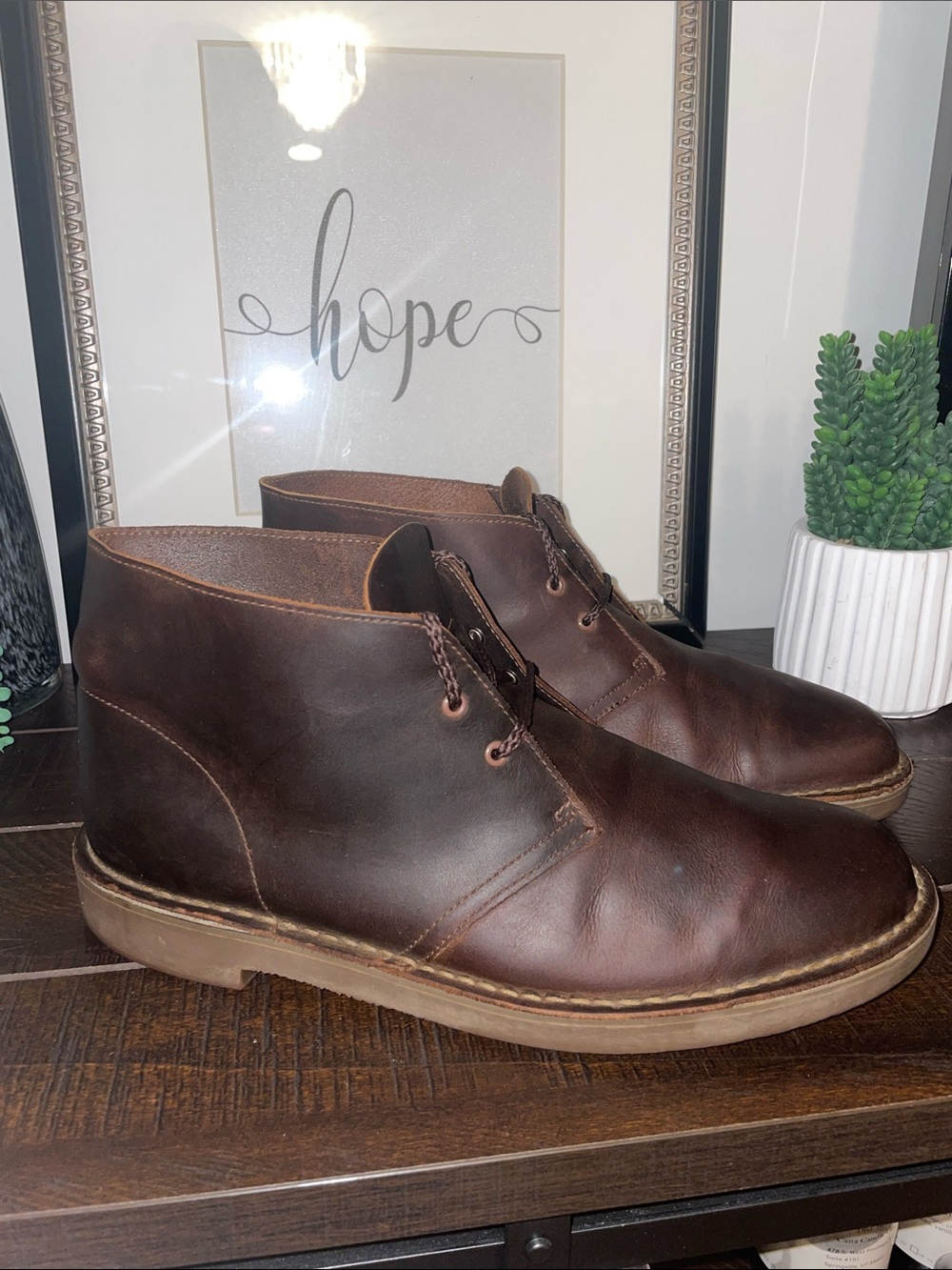 Clarks Bushacre 2 Leather Chukka Boots Brown Men's Size 10.5 - Excellent Conditi